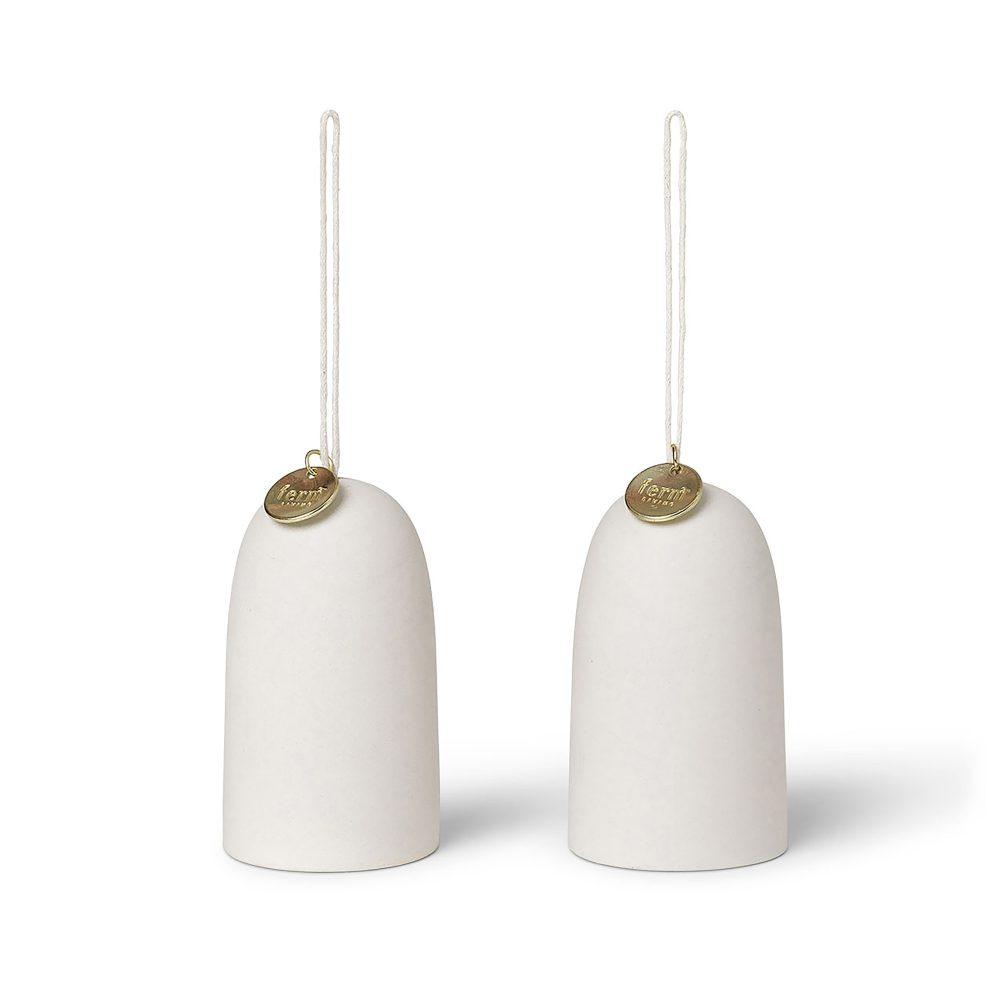 Bell klocka julhänge Ø4 cm 2-pack, Off-white